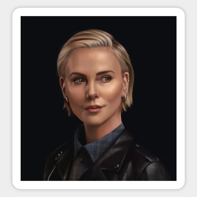 Charlize Theron Sticker by brainbag